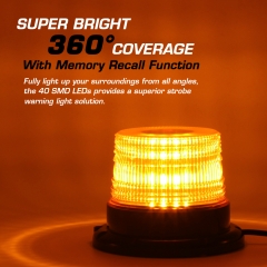 Strobe Light, 12V-24V Amber 40 LED Warning Safety Flashing Beacon Lights with Magnetic and 16 ft Straight Cord for Vehicle Forklift Truck Tractor Golf Carts UTV Car Bus