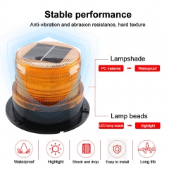 Solar-Energy LED Beacon Strobe Light 12V Red Blue with Magnetic Base Emergency Warning Flashing Caution Lights for Forklift Construction Vehicles Truck