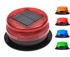 Solar LED Beacon Light Emergency Warning Strobe Light with Magnetic Base, Wireless Waterproof Recovery Beacon Light for Cars Truck Tractors Bus Forklift SUV Construction Vehicle