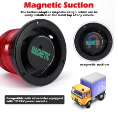 Solar LED Warning Flash Beacon Lights, IPX6 Warning Safety Flashing Strobe Lights with Magnetic Suction for Vehicle Truck Tractor Golf Carts UTV Car Bus,12V-24V(Red)