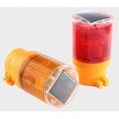 Solar Strobe Warning Light Flashing Construction Safety Road Barricade Traffic Automatic Vehicle Signal Beacon Lamp Waterproof Automatically Turn on (Red)