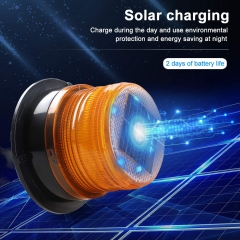 Solar-Energy LED Beacon Strobe Light 12V Amber with Magnetic Base Emergency Warning Flashing Caution Lights for Forklift Construction Vehicles Truck