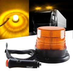 Solar-Energy LED Beacon Strobe Light 12V Amber with Magnetic Base Emergency Warning Flashing Caution Lights for Forklift Construction Vehicles Truck