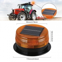Amber Solar LED Beacon Light Emergency Warning Strobe Light with Magnetic Base, Wireless Waterproof Recovery Beacon Light for Cars Truck Tractors Bus Forklift SUV
