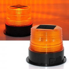 Solar LED Beacon Light Rechargeable Waterproof Amber Warning Lights, with Magnetic Base, Rechargeable Rotating Strobe Lights for Vehicle Forklift Truck Tractor