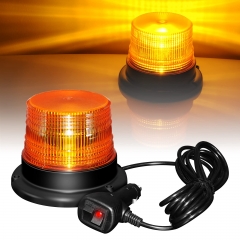 Solar LED Beacon Light Rechargeable Waterproof Amber Warning Lights, with Magnetic Base, Rechargeable Rotating Strobe Lights for Vehicle Forklift Truck Tractor