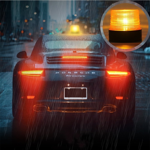LED Beacon Lights 12V Amber Strobe Warning Light for Cars Trucks Vehicles,Rechargeable,Magnetic