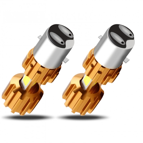 Motorcycle Headlights Lamp 3 COB 18W LED Bulbs High Low Beam White Pack of 2