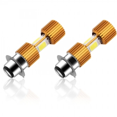 Motorcycle Headlights Lamp 3 COB 18W LED Bulbs High Low Beam White Pack of 2