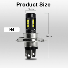 H4 LED Motorcycle Headlight Bulb Hi/Lo Beam 4 Sides 360 Degree Upgraded 3030 Chips Super Bright 6000K White HB2 9003 HS1 P43t Headlamp Pack of 1
