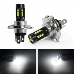 H4 LED Motorcycle Headlight Bulb Hi/Lo Beam 4 Sides 360 Degree Upgraded 3030 Chips Super Bright 6000K White HB2 9003 HS1 P43t Headlamp Pack of 1