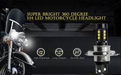 H4 LED Motorcycle Headlight Bulb Hi/Lo Beam 4 Sides 360 Degree Upgraded 3030 Chips Super Bright 6000K White HB2 9003 HS1 P43t Headlamp Pack of 1