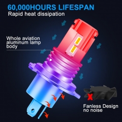 BA20D H6 LED Motorcycle Headlight Bulb Hi/Lo Beam 7 Sides 126SMD Upgraded Chips 360 Degree Super Bright 2800 Lumens 6000k White Motorbike Headlamp Pack of 1