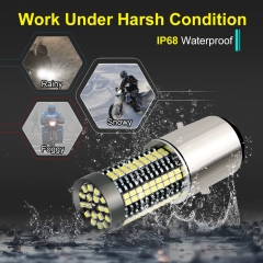 BA20D H6 LED Motorcycle Headlight Bulb Hi/Lo Beam 7 Sides 126SMD Upgraded Chips 360 Degree Super Bright 2800 Lumens 6000k White Motorbike Headlamp Pack of 1