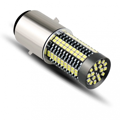 BA20D H6 LED Motorcycle Headlight Bulb Hi/Lo Beam 7 Sides 126SMD Upgraded Chips 360 Degree Super Bright 2800 Lumens 6000k White Motorbike Headlamp Pack of 1