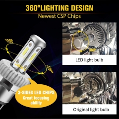 H4 LED Motorcycle Headlight Bulb Hi/Lo Beam 9003 Bulb 2500 Lumens White 6000k CSP Chips LED Car Headlight H4 Headlamp 1:1 Design