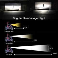 H4 LED Headlight Bulb Aluminum 5700K Cool White 12W Super Bright IP67 Plug and Play for Most Motorcycles Universal Fit