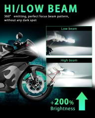 12W LED Aluminium Bulbs White Motorcycle Lights Bulb Backup Signal Blinker Stop Brake Tail Motorbike Light Bulbs Battery Car LED Headlight 900LM High/Low Beam