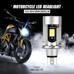 H4 LED Motorcycle Headlight Bulb 9003 Hi/Lo Beam 20W 2000LM Cool White with Blue/Red Angel Eye Daytime Running Light (Red)