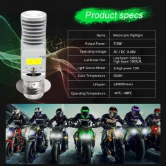 2pcs AC9-48V H6M LED Headlight Bulbs 1600Lumens High Power 2xCOB Chips P15D-1 Motorcycle LED Headlight Bulb with High Low Beam.Xenon White.6500K(Silver）