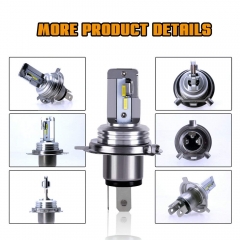 Motorcycle H4 HB2 9003 Integrated Body LED Headlight Bulb Conversion Kit with High Beam Low Beam 6000K Sun White Ultra Bright Motorbike Head Light Replacement