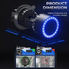 H4 LED Motorcycle Headlight Bulb w/Angel Eye DRL 9003 HS1 Hi/Lo Beam 6400LM Conversion Kit (1 Pack, 6000K White)