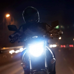 H4 LED Motorcycle Headlight Bulb w/Angel Eye DRL 9003 HS1 Hi/Lo Beam 6400LM Conversion Kit (1 Pack, 6000K White)