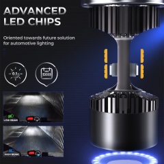 H4 LED Motorcycle Headlight Bulb w/Angel Eye DRL 9003 HS1 Hi/Lo Beam 6400LM Conversion Kit (1 Pack, 6000K White)