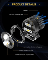 LED Auxiliary Fog Driving Light with Remote Switch, 100W Amber White Dual Color Spotlights 6FT Waterproof Wiring Harness Kit for Truck SUV JP Car