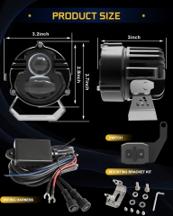 LED Auxiliary Fog Driving Light with Remote Switch, 100W Amber White Dual Color Spotlights 6FT Waterproof Wiring Harness Kit for Truck SUV JP Car