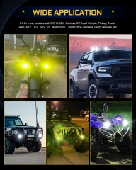 LED Auxiliary Fog Driving Light with Remote Switch, 100W Amber White Dual Color Spotlights 6FT Waterproof Wiring Harness Kit for Truck SUV JP Car