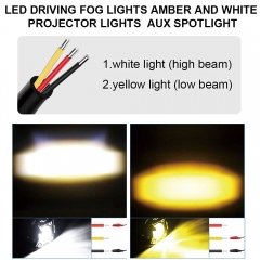 LED Pod Lights, LED off Road Lights 60W 6000lm Amber/Yellow White Dual Color Driving Fog Auxiliary Work Lights Pod for Motorcycle Truck SUV ATV E-Bike Tractor