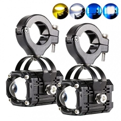 Motorcycle LED Fog Driving Lights,4 Fuctions 3 Colors All-in-One,White/High Beam,Amerb/Low Beam,Ice Blue/DRL,Strobe/Warning Spot Light kits with Switch for Motorcycle ATV SUVs e-Bike Tractor Boat