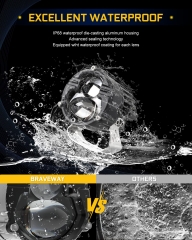 LED Auxiliary Fog Driving Light with Remote Switch, 100W Amber White Dual Color Spotlights 6FT Waterproof Wiring Harness Kit for Truck SUV JP Car