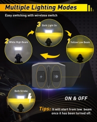 LED Auxiliary Fog Driving Light with Remote Switch, 100W Amber White Dual Color Spotlights 6FT Waterproof Wiring Harness Kit for Truck SUV JP Car