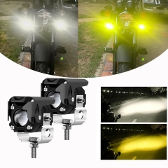 LED Pod Lights, LED off Road Lights 60W 6000lm Amber/Yellow White Dual Color Driving Fog Auxiliary Work Lights Pod for Motorcycle Truck SUV ATV E-Bike Tractor