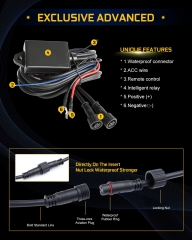 LED Auxiliary Fog Driving Light with Remote Switch, 100W Amber White Dual Color Spotlights 6FT Waterproof Wiring Harness Kit for Truck SUV JP Car