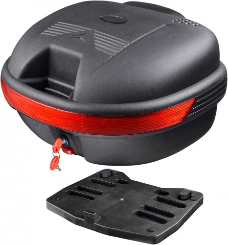 Motorcycle Trunk Black Motorcycle Top Case Motorcycle Tail Box Scooter Trunk Tour Motorcycle Storage Box Carrier with Lock for Helmet Luggage - 30L