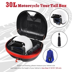 Motorcycle Trunk Black Motorcycle Top Case Motorcycle Tail Box Scooter Trunk Tour Motorcycle Storage Box Carrier with Lock for Helmet Luggage - 30L