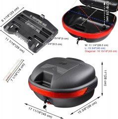 Motorcycle Trunk Black Motorcycle Top Case Motorcycle Tail Box Scooter Trunk Tour Motorcycle Storage Box Carrier with Lock for Helmet Luggage - 30L