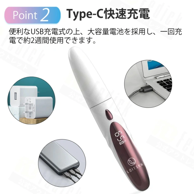 LOITSKN ホットビューラー　usb充電 四段階温度調整可　ワンボタン　Type-c ICチップ