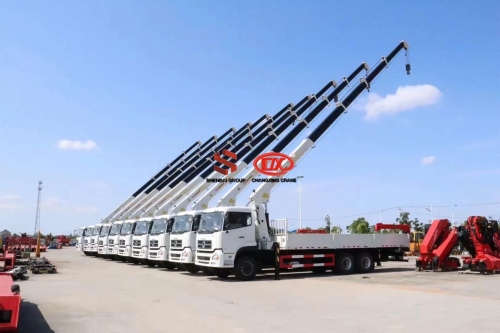 To Turkmenistan 10pc DONGFENG 6X4 Truck mounted SANY PALFINGER 16T Crane