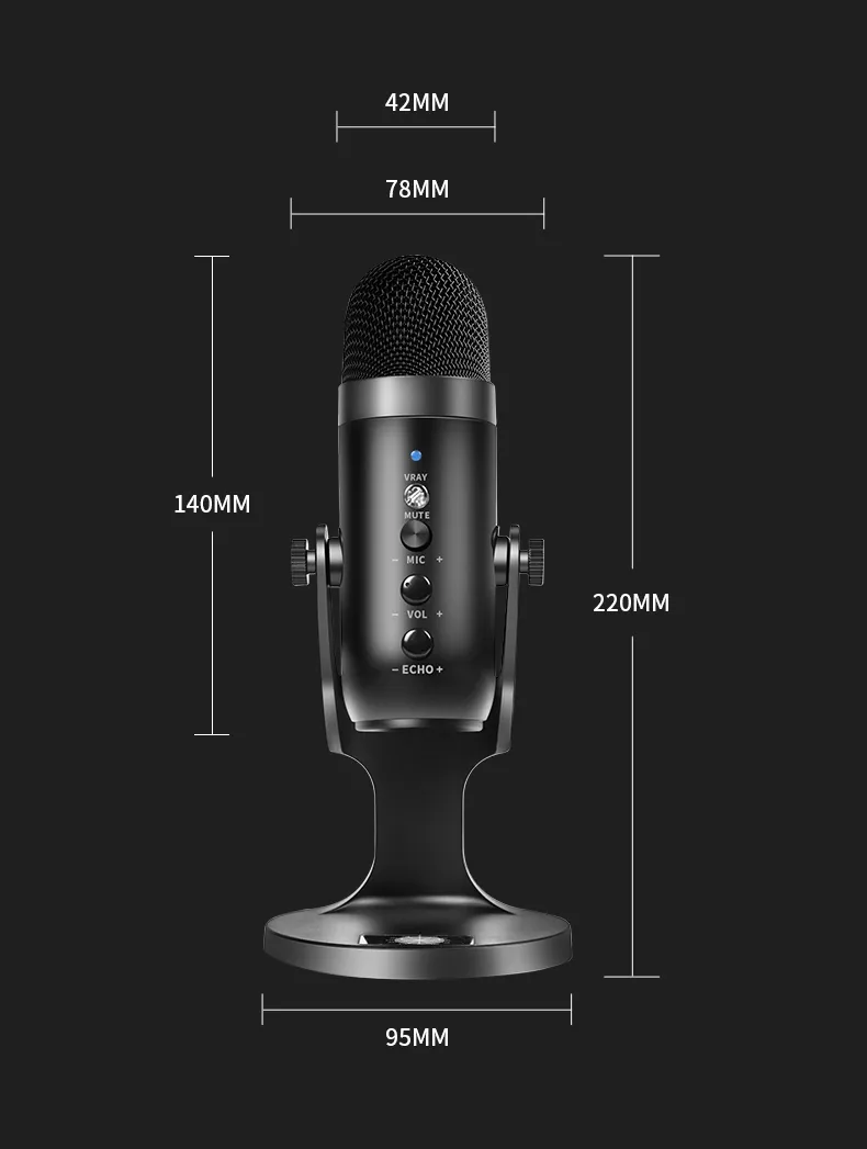 Jmary MC-PW8 Professional USB Microphone with Noise Reduction for Podcasting