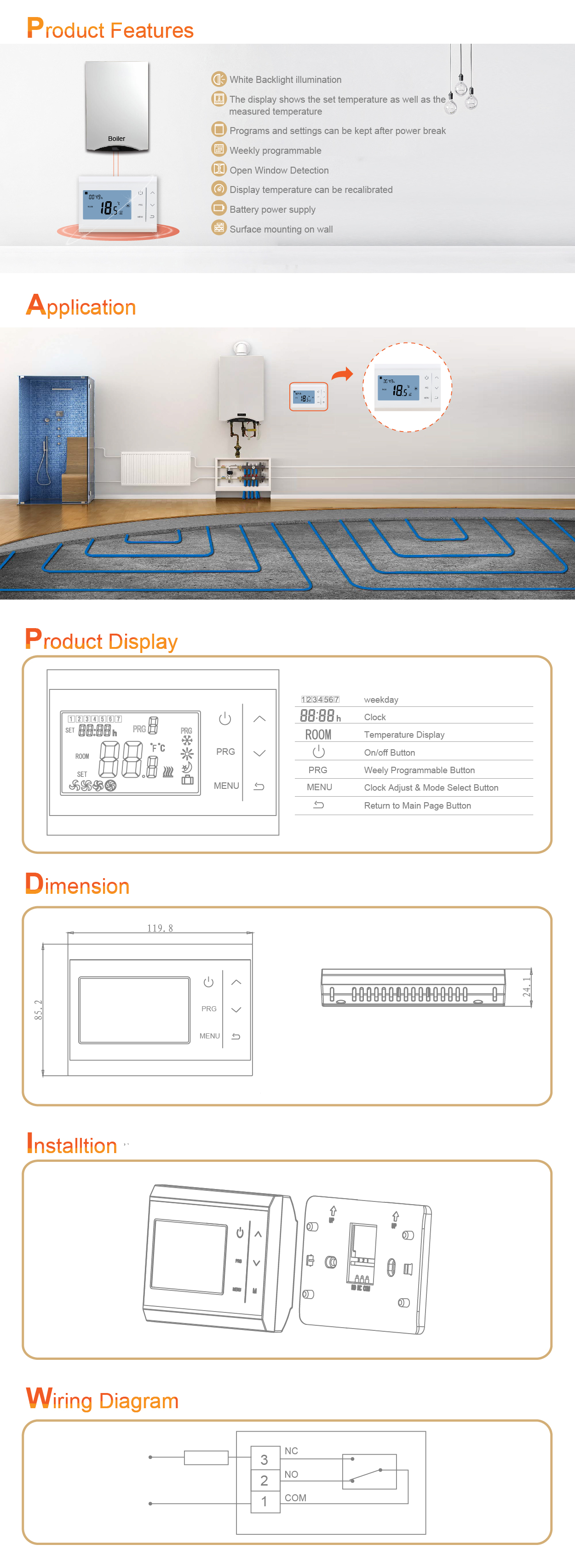 Best Opentherm Thermostat Controller Wholesale for Gas Boiler