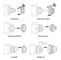 Thermostat Radiator Adapters Danfoss Giacomin Caleffi Adapter