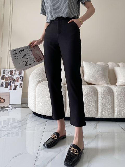 Simple slim fit high waisted cigarette pipe trousers