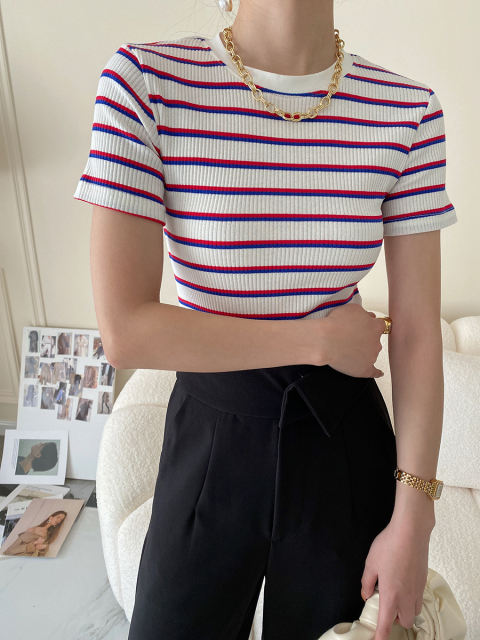 Stripe T-shirt in clashing colours