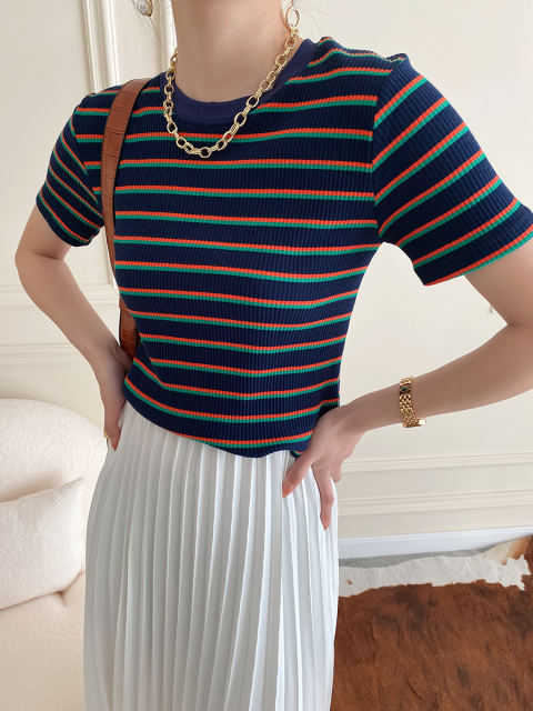 Stripe T-shirt in clashing colours