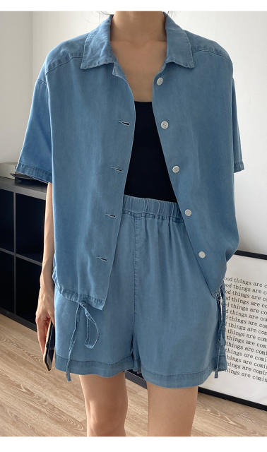 Tencel material denim blue suit