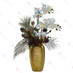 17pcs PEVA lasered orchid  with gold ceramic pot